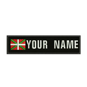 

Basque Flag Embroidery Custom Name Text Patch Stripes badge Iron On Or Sew On Or Velcro Backing Patches For Clothes Backpack Hat