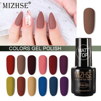 

MIZHSE Matte Top Coat Lucky Color UV Gel Nail Polish Semi Permanent Soak Off UV Gel Base Matt Top Nail Art Varnish Manicure