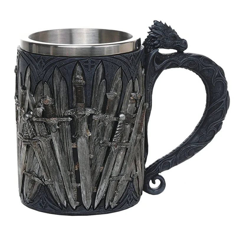 

Game of Thrones Dragon Iron Sword Coffee Mugs Stainless Steel Resin Cups and Mugs Creative Drinkware Mark Best Gift