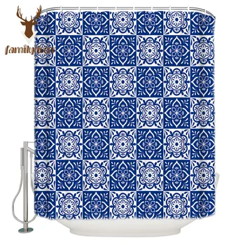 

Japanese Traditional Abstract Deep Blue Plant Pattern Pattern Shower Curtains Polyester Fabric Waterproof Bathroom Bath Curtain