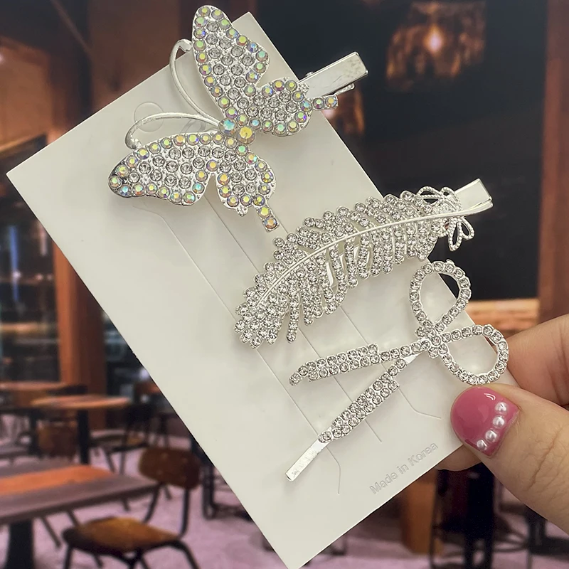 Hair Accessory Hair Clip Jewelry Accessories Fashion Crystal Hair Clips for Women Snowflake Butterfly Flower Rhinestone Hair Accessories Female Vintage Jewelry Hairwear