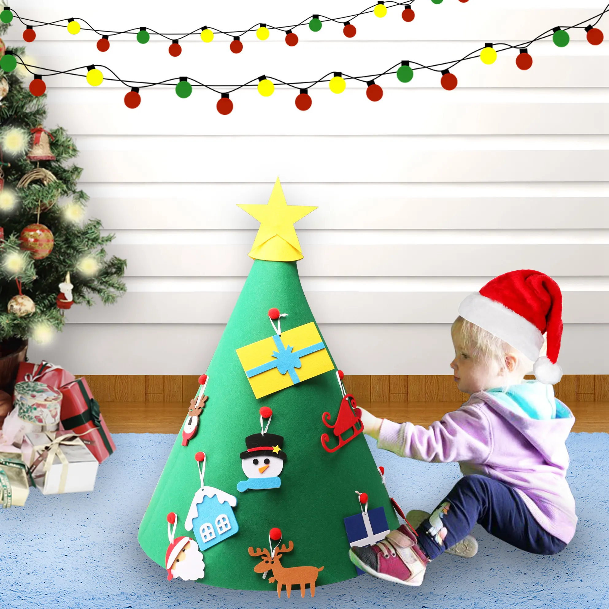 3D Войлок Рождественская елка ремесло Детские игрушки «сделай сам» подарок фестивальный стикер орнамент украшение дома декоративные рождественские елки набор вечерние украшения