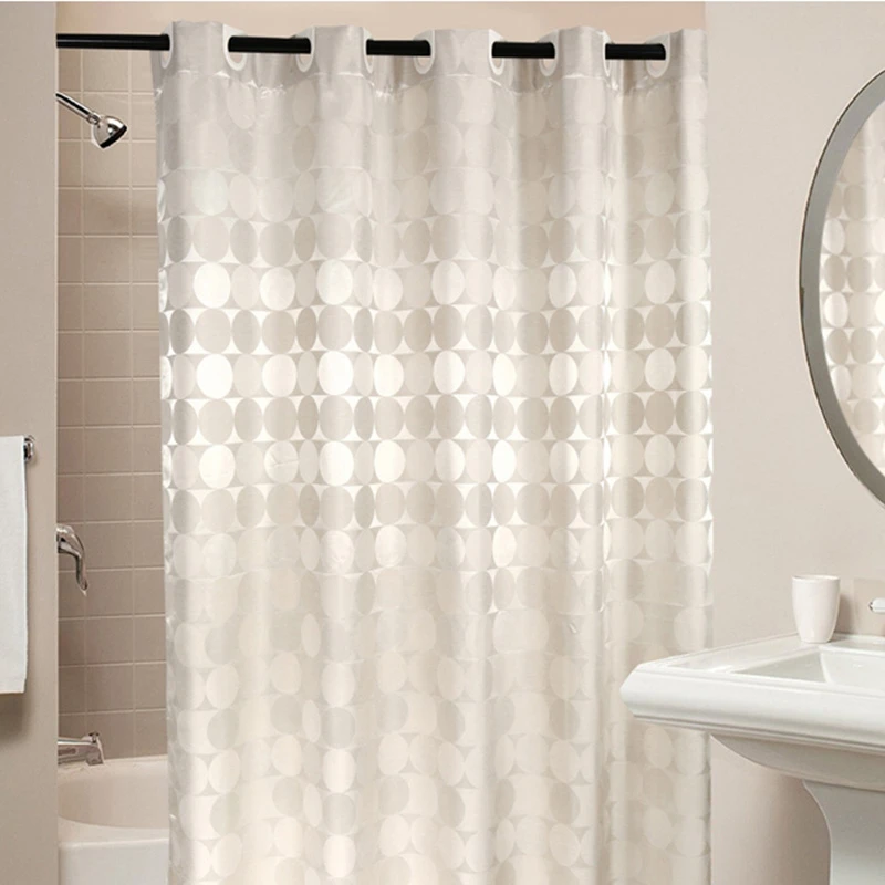 Elegant Circle Solid Shower Curtain Polyester Fabric Thick Waterproof Bath Mold Simple Bathroom Set Partition | Дом и сад