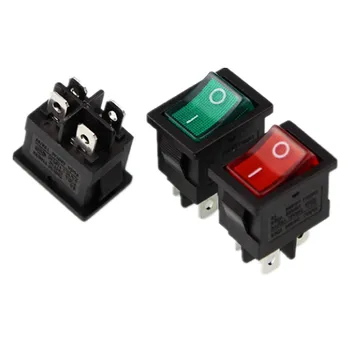 

KCD1-104N Red Green Button 4 Pins Export Of High-Quality Rocker Switch With Lamp 21*15mm 100pcs/