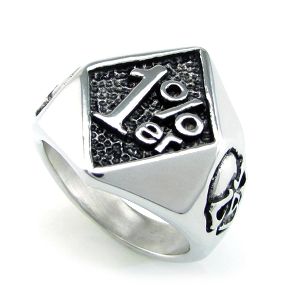 Punk Cool 316L Stainless Steel Silver Color Black Biker 1% er Skull Ring Men's Motorcycle Biker Band Party Rings 3