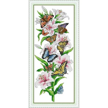 

Everlasting Love Butterflies Love Flowers DMC Cross Stitch Kits Embroidery Needlework Sets Printed Canvas 14CT Home Decoration