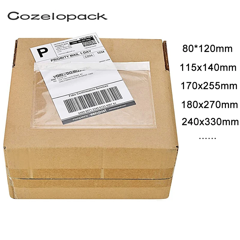 50PCS/14sizes Packing List Envelope Clear Face Invoice Slip Enclosed Pouch Self Adhesive Shipping Invoice Label Envelopes