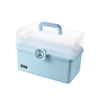

3 Layers Folding Lockable Portable Large Capacity Medicine Box First Aid Kit Multifunctional Medicine Storage Bin Container