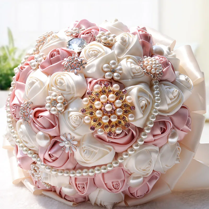 

Hot selling 6 design handmade bride bridal wedding bouquet bridesmaid white flower wedding flowers bridal bouquets for wedding