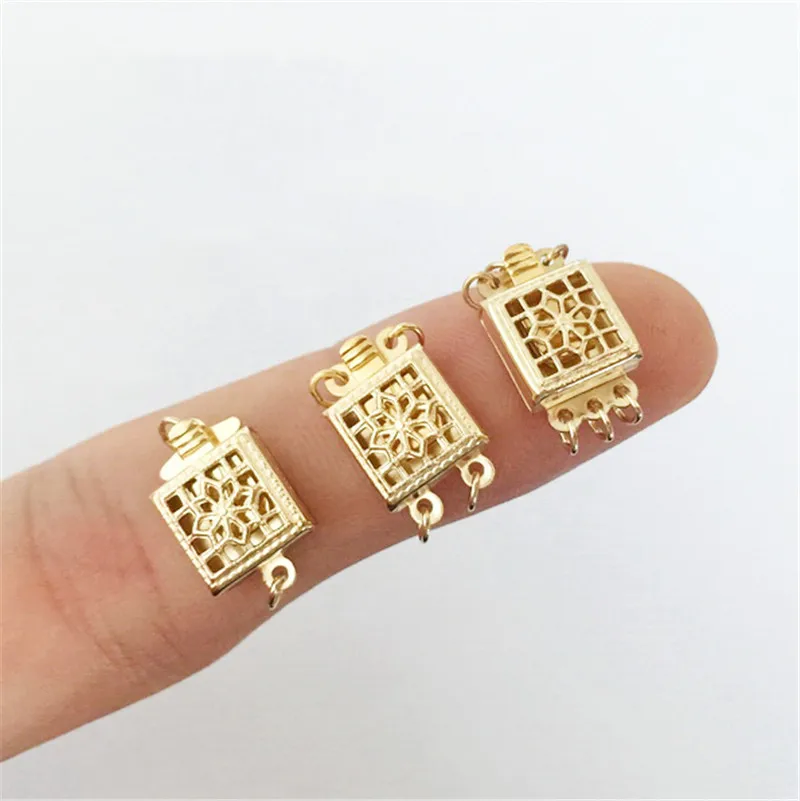 14K Gold Filled Square Filigree Pearl Clasp Button Bulk Wholesale Supplies for Bracelets Necklace Making Findings