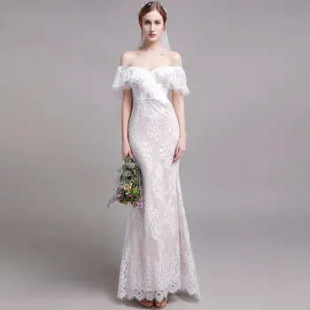 

dress,Flat-shouldered noble wedding and banquet wear temperament slim long gowns, charming generous to show women taste