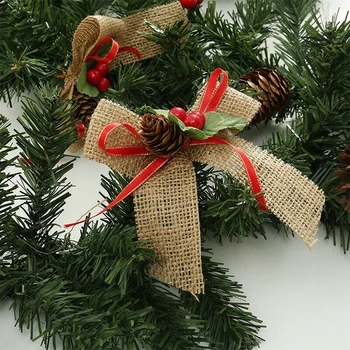 

Christmas Artificial Wreath Ornament Door Hanging Rattan W/ Pine Cones Berries