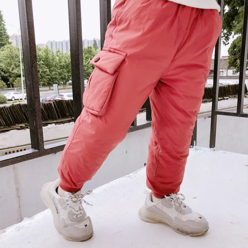 COOTELILI Girl Boy Winter Pants Cotton Padded Thick Warm Trousers Fashion Letter Ski Pants Pocket Children Pants Baby Kid Pants (13)