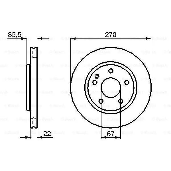 Диск тормозной передний MB Vaneo 1.6/1.7/1.9 02 BOSCH 0 986 479