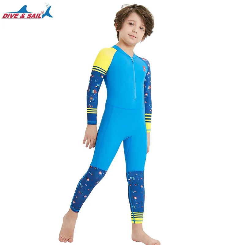Детский цельный Гидрокостюм из лайкры с молнией спереди, купальный костюм для мальчиков и девочек, костюм для плавания с защитой от ультрафиолета, костюм для дайвинга, одежда для плавания