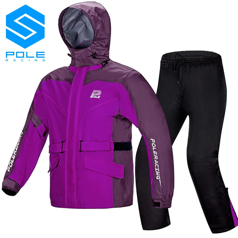 POLE водонепроницаемый мотоциклетный дождевой костюм дождевик+ дождевые штаны Вентиляционное пончо мотоциклетная дождевик для езды на мотоцикле для мужчин и женщин - Цвет: AR836 Purple