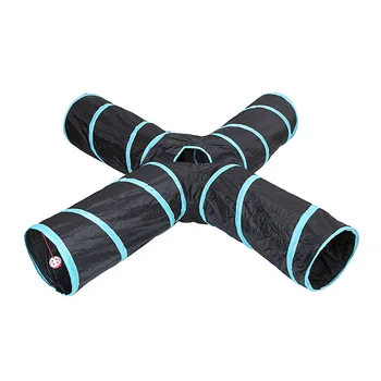 

Foldable Four-Way Cat Tunnel Channel Cat Toy Cat Bell Ball Pompom Pet Supplies Factory Spot Cross-Border