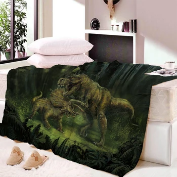 

Dinosaur Fluffy Blanket Jurassic Soft Blanket Boys 3D Animal Sherpa Blanket Tyrannosaurus Bedding Cobertor Dropship