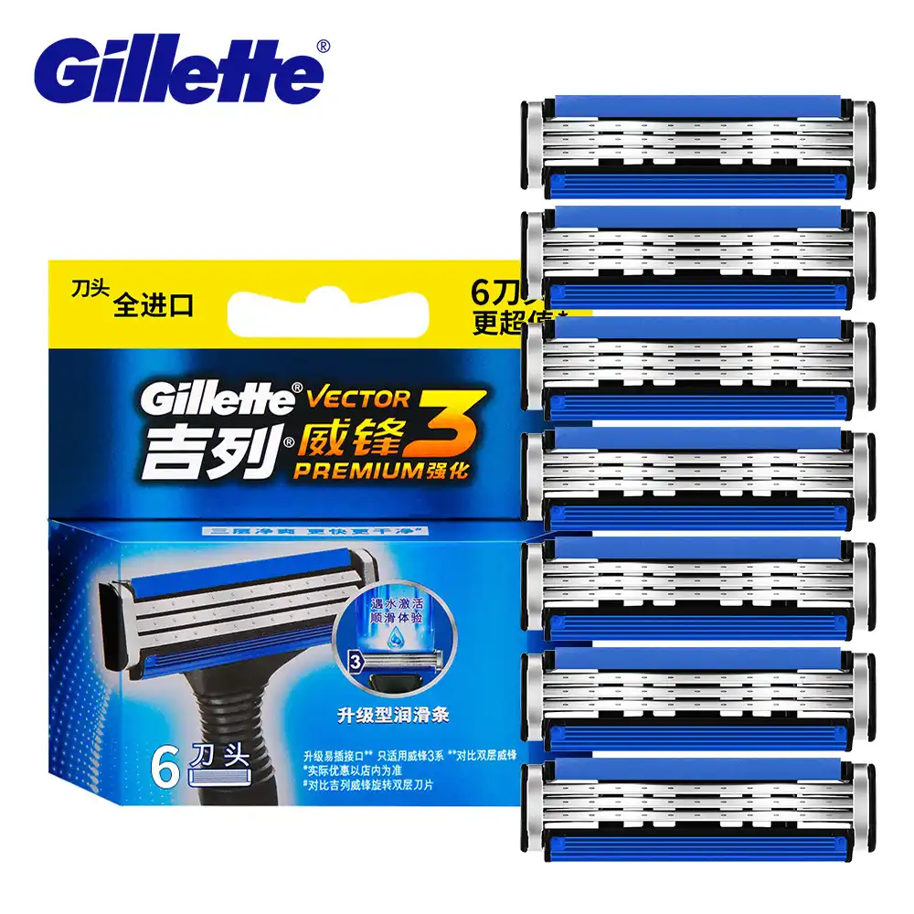 Gillette Vector 3 Men S Face Razor Blade Brand Three Layer Beard Shave Shaver Safety Straight Manual Shaving Razors Blades 6pcs Straight Razor Safety Razorrazor Straight Aliexpress