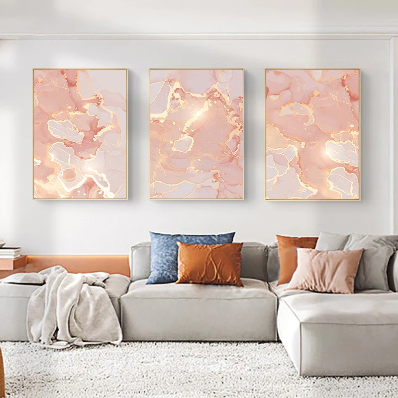 

Pink Watercolor Texture Nordic Canvas Painting Home Poster and Print Picture for Living Room Abstract Scandinavian Wall Art