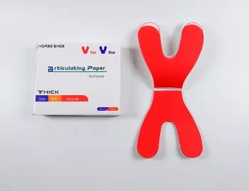 

1Box Red Articulating Paper Dental Horse Shoe Thick 40μm Occlusal Record Denture Hydrophilic 180Sheets/Box