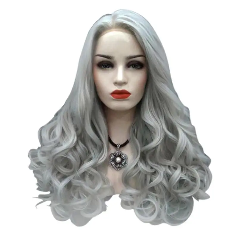 

Long Wave Curly Wig Women Black Grey High Temperature Fiber Wigs Synthetic Hair for Women Wavy Cosplay Hair Wig