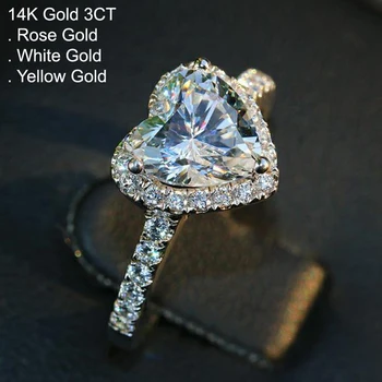 

14K White Gold 3 Carat Moissanite Diamond Ring Women Heart Luxury 1 Laps Wedding Party Engagement Anniversary Ring 3 Ct D Color