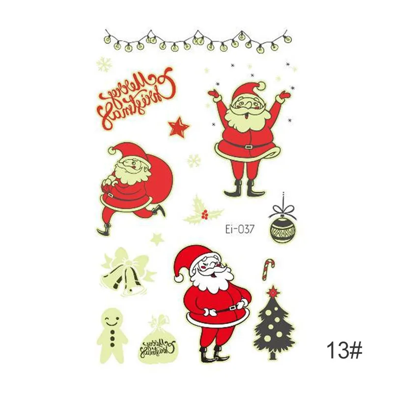 Рождественская светящаяся Татуировка Снеговик Taty для малышей штаны с фальш-вставкой, на Рождество, сверкающий в темноте Водонепроницаемый временные наклейки для временных татуировок - Цвет: 13
