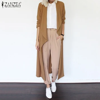 

Women Long Coats 2020 ZANZEA Plus Size Office Ladies Work Casual Loose Jackets Female Thicken Outwear Cardigan Top Overcoats 5XL