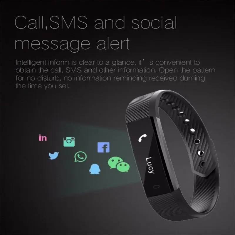  ID115 Fitness Tracker Waterproof Smart Bracelet Vibrating Alarm Clock Smart Band Hembeer Fitness Wa - 4000056482520