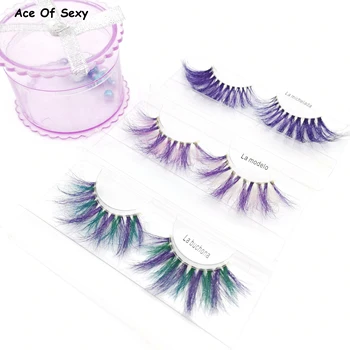 

Different Color Mink Eye Lashes 5D Purple Mink Eyelashs Color Lashes Wholesale Fluffy Messy 3D False Eyelashes Dramatic Lashes