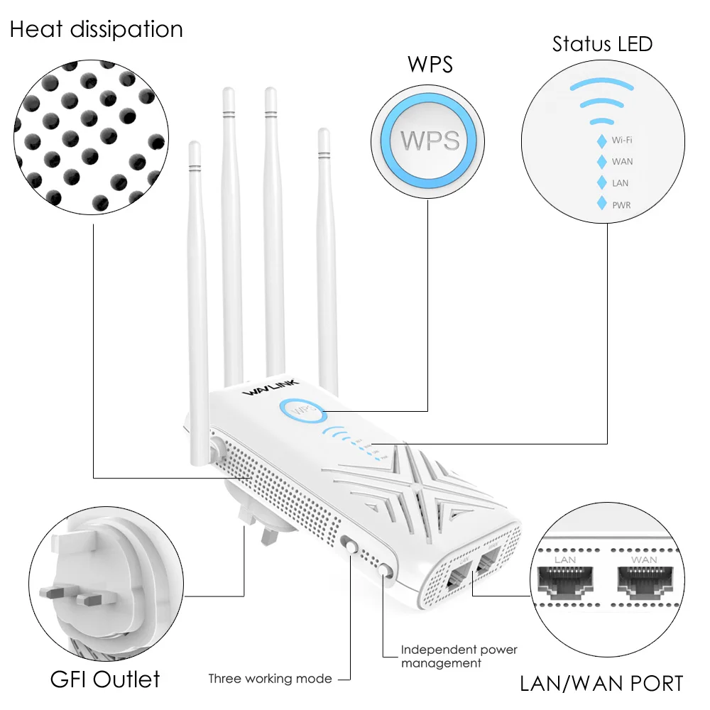 5 Ghz WiFi Repeater Wireless Wifi Extender 1200Mbps Wi-Fi Amplifier Long Range Wi fi Signal Booster 2.4G WiFi Access Point