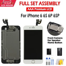 Aaa de nível de lcd para iphone 6 6s plus, conjunto completo de montagem completa 100%, toque de força 3d para iphone 6 tela de substituição p 6sp
