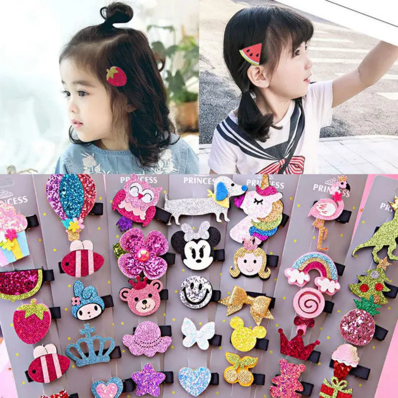 

5pcs/set Unicorn Sequins Hairpins Hair Clips for Girls Hair Accessories Set Bow Animal Fruit Barretes Children's Hairgrips