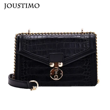 

PU Leather Handbags For Women 2020 Vintage Luxury Brand Square Flap Purse Alligator Chain Shoulder Messenger Bag Girls Sling Bag