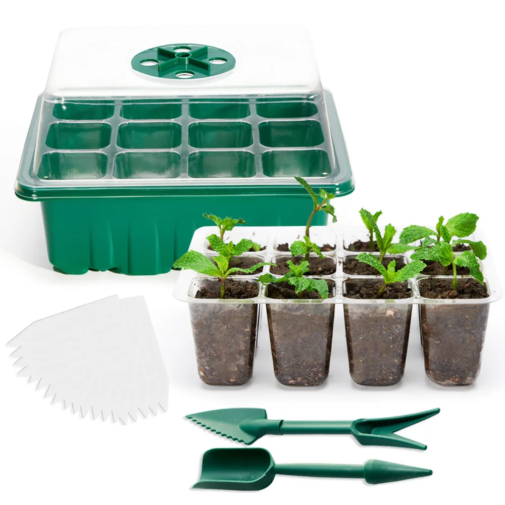 Hydroponic Germination Tray Seedling Box 1-10pcs 12 Hole Seed Starter Seedling Trays Flower Plant Germination Grow Box Nursery Pots Greenhouse Gardening Mini Propagation