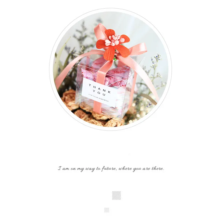 DIY 6x6x6cm 10pcs flower five colors all stars wedding transparent box candy box creative hand-made packaging European candy box