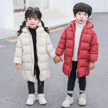 

2019 Children's Hooded down Jacket Winter boys'Cotton-padded kids clothes Medium length Hot Sale Brand fall Parkas 268