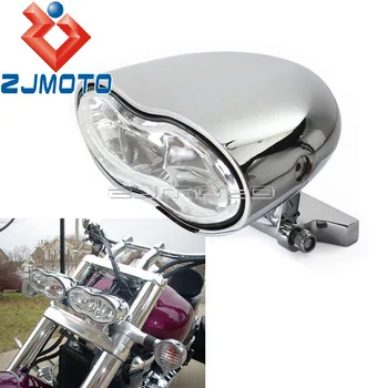

Chrome Universal Motorcycle Double Dual Headlight For Harley Honda Yamaha Kawasaki BMW Street Bike Custom H3 55W Twin Headlamp
