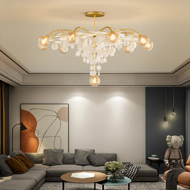 Living room gypsophila lampshade chandelier post-modern creative light luxury dining lamp master bedroom tea | Освещение