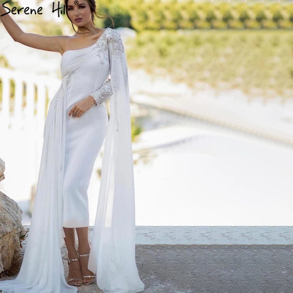 Serene Hill-Vestidos de Noche de satén para mujer, ropa de un hombro, sirena, elegante Sexy, color blanco, para fiesta, LA70711, - AliExpress Bodas y eventos