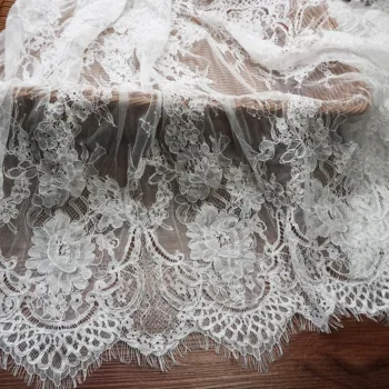 

Off white color wedding lace fabric cording eyelash lace 3 yards=1 piece! 70CM width elegant wedding veils gowns lace 2019!