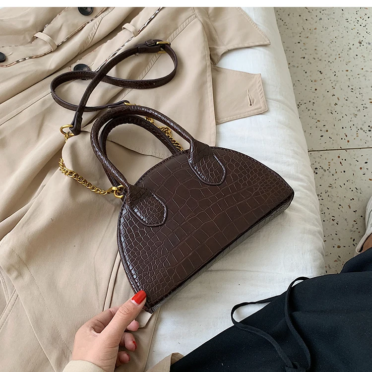 Каменный узор кожаные сумки через плечо для женщин Роскошные качественные сумки через плечо женские брендовые дорожные сумки - Цвет: Кофе
