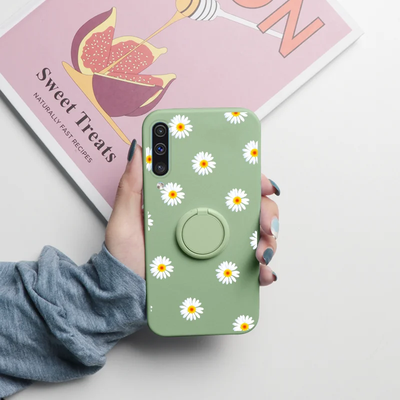 kawaii phone case samsung For Samsung Galaxy A50 A50S A30S Case Flower Magnetic Ring Holder Cover For Samsung A50 GalaxyA50 GalaxyA30S Back Cover Bumper silicone case for samsung