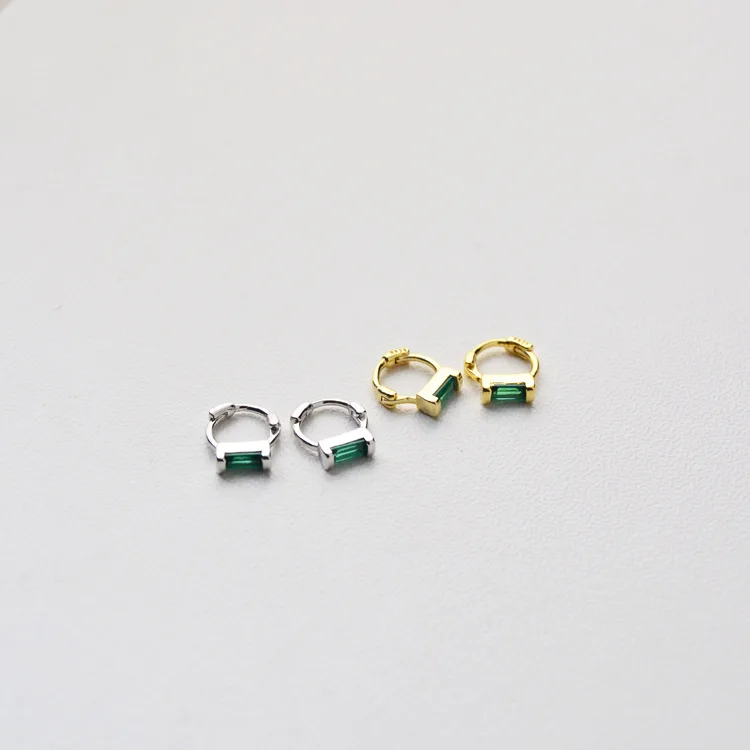 Серьги из стерлингового серебра 925 пробы, модные, прямоугольные, циркониевые, цветные, мини, маленькие, кольцо для ушей, милые, трендовые, дикие, женские, девичьи, серьги, ювелирное изделие