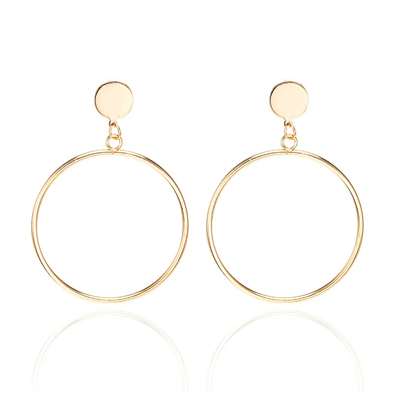 

2020 Orecchini Aretes De Mujer Pendientes Personality Fashion Simple Large Earrings Geometric Alloy Metal Round Earrings