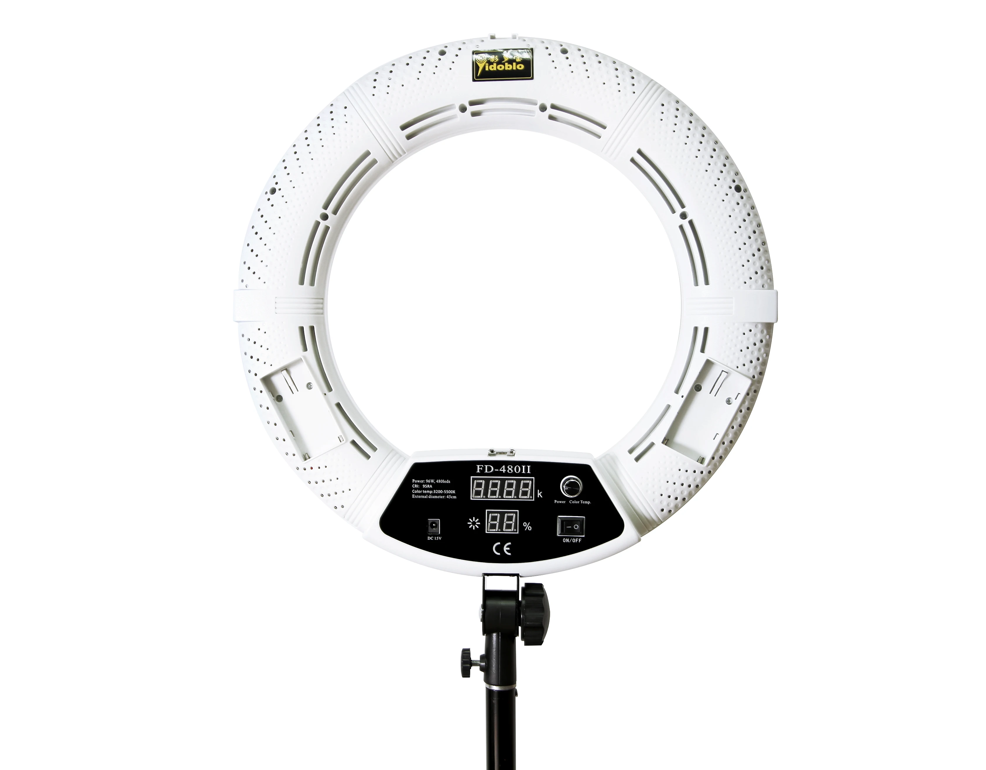 Yidoblo Black FD-480II LED Light Ring Kit Bi-color Selfie Ring Led Video Light Lamp With Light Stan - 32880624977