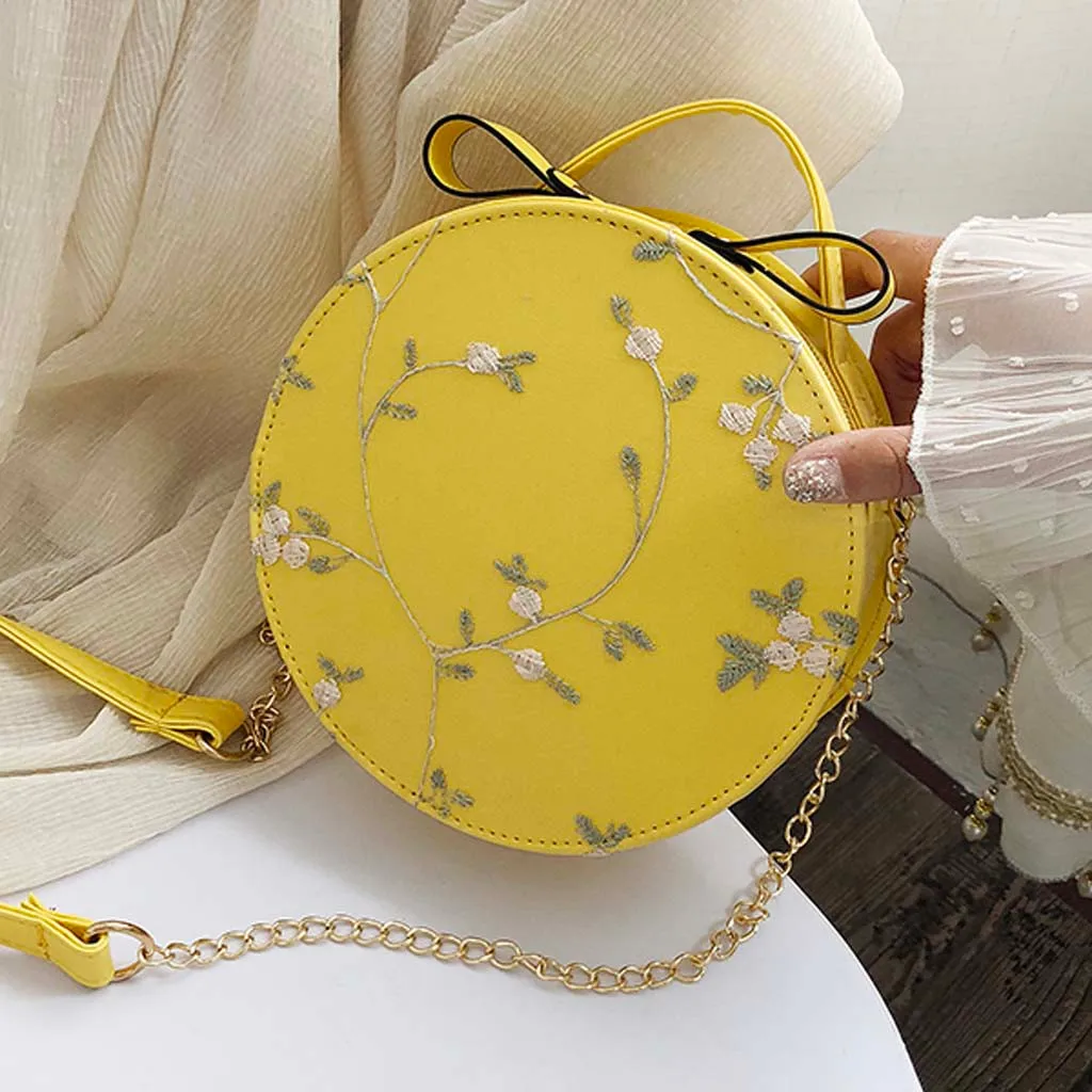 Спальное место# W401 Новая женская кружевная свежая сумка через плечо, перекрёстная сумка, однотонная маленькая круглая сумка, сумка для повседневной носки - Цвет: Yellow