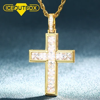 

3A Zirconia Cross Crystal Pendants necklace For Women Men's Hip Hop Jewelry Shiny CZ Zircon Crystal Unisex Party Wedding Gifts
