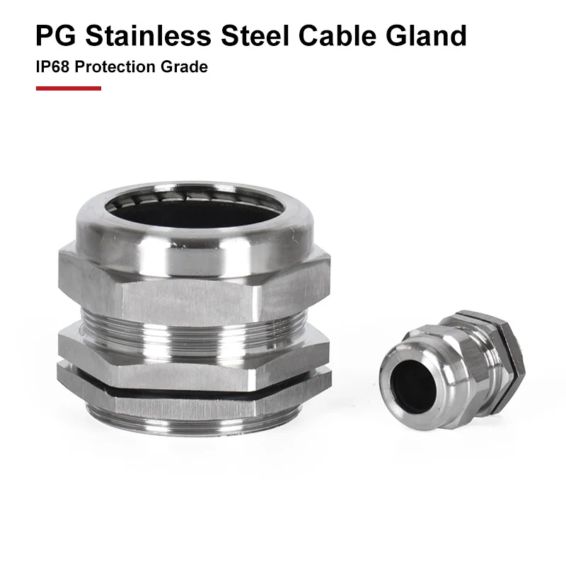 PG Type 304 Stainless Steel Cable Gland IP68 Metal Waterproof Fixing Joint PG7 PG16 PG25 PG36 PG48 PG63 Nickel Coated Connector